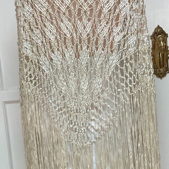 Hand Made Accessories - 100% Silk Ribbon, Hand Knotted, Fringe Piano Shawl